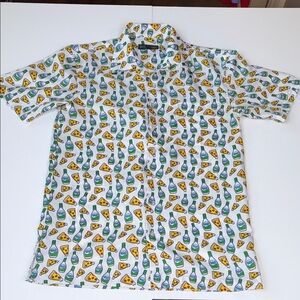 Wolfmark Men's Casual Button Down Shirt - Pizza & Ranch Dressing Print - Medium